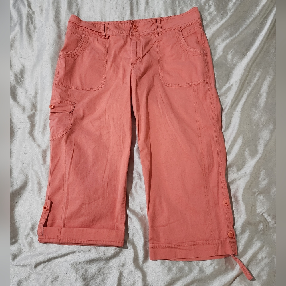 Gloria Vanderbilt Coral Roll Tab Hem Stretch Capris